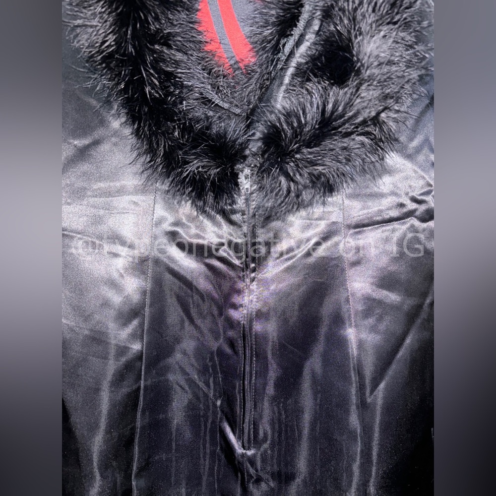 Pre-2000s Lip Service Clueless Gone Goth Silky Feather Mini Dress - Picture 3 of 5